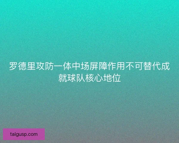 罗德里攻防一体中场屏障作用不可替代成就球队核心地位