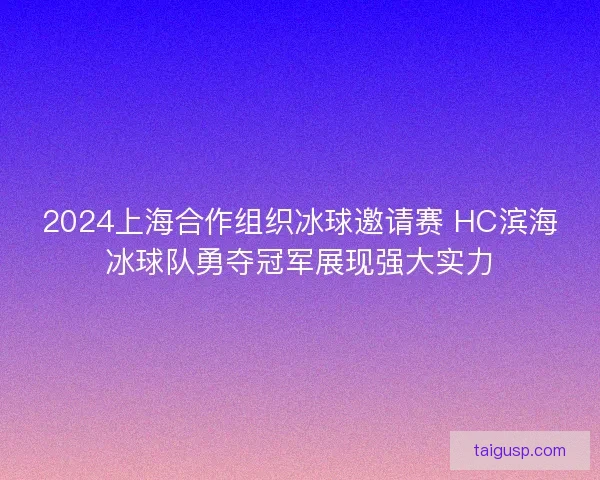 2024上海合作组织冰球邀请赛 HC滨海冰球队勇夺冠军展现强大实力