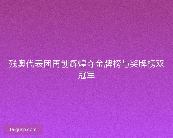 残奥代表团再创辉煌夺金牌榜与奖牌榜双冠军