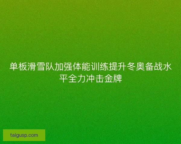 单板滑雪队加强体能训练提升冬奥备战水平全力冲击金牌