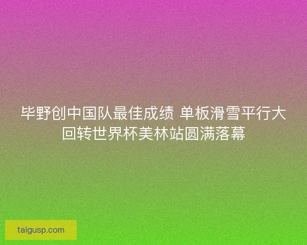 毕野创中国队最佳成绩 单板滑雪平行大回转世界杯美林站圆满落幕