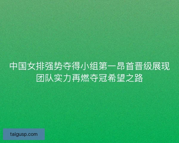 中国女排强势夺得小组第一昂首晋级展现团队实力再燃夺冠希望之路