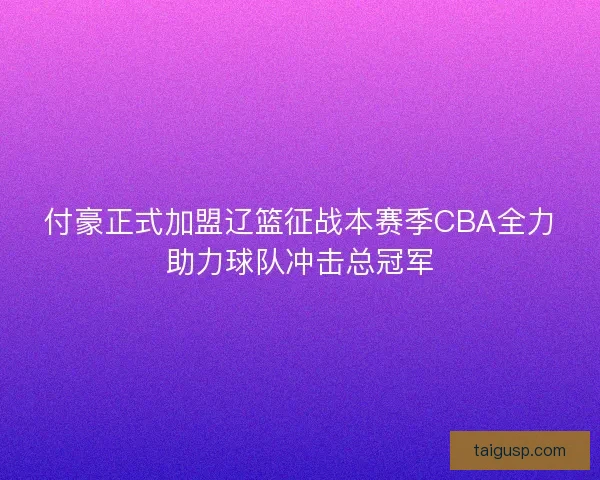 付豪正式加盟辽篮征战本赛季CBA全力助力球队冲击总冠军